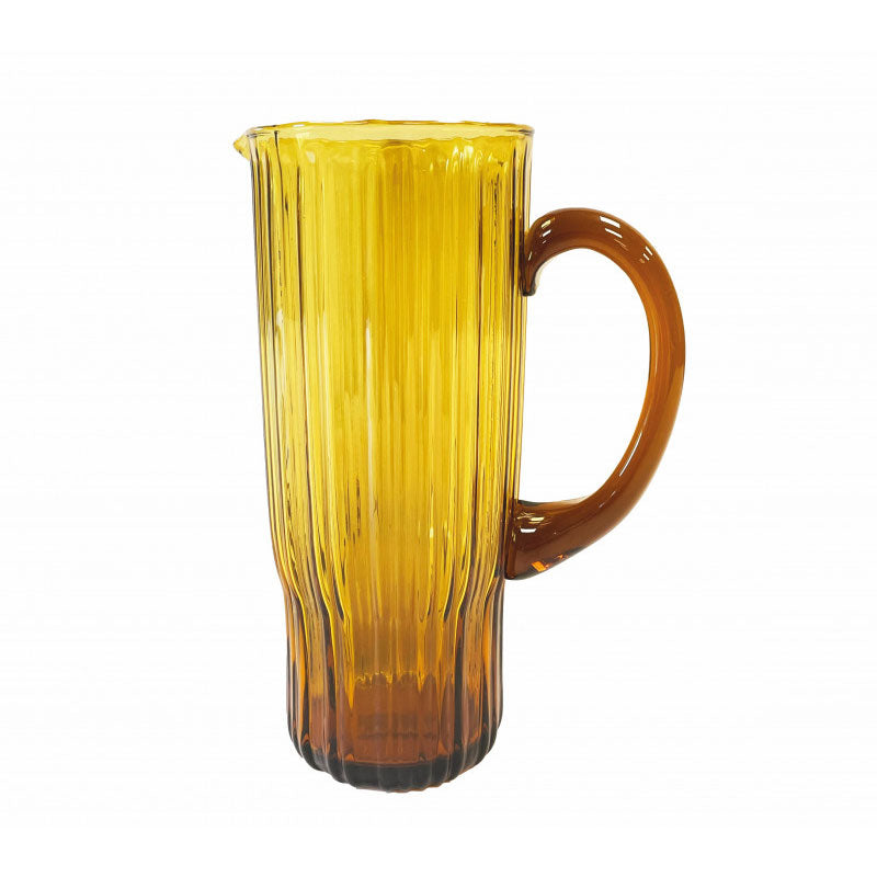 BRANDANI Plissè Carafe Glass Jug 1 Liter Amber