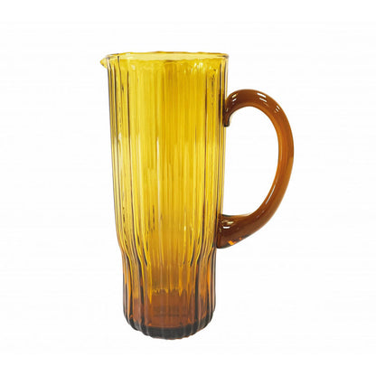 BRANDANI Plissè Carafe Glass Jug 1 Liter Amber