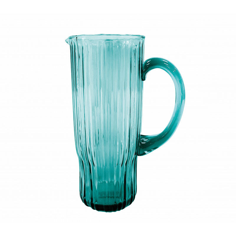 BRANDANI Plissè Carafe Glass Jug 1 Liter Turquoise