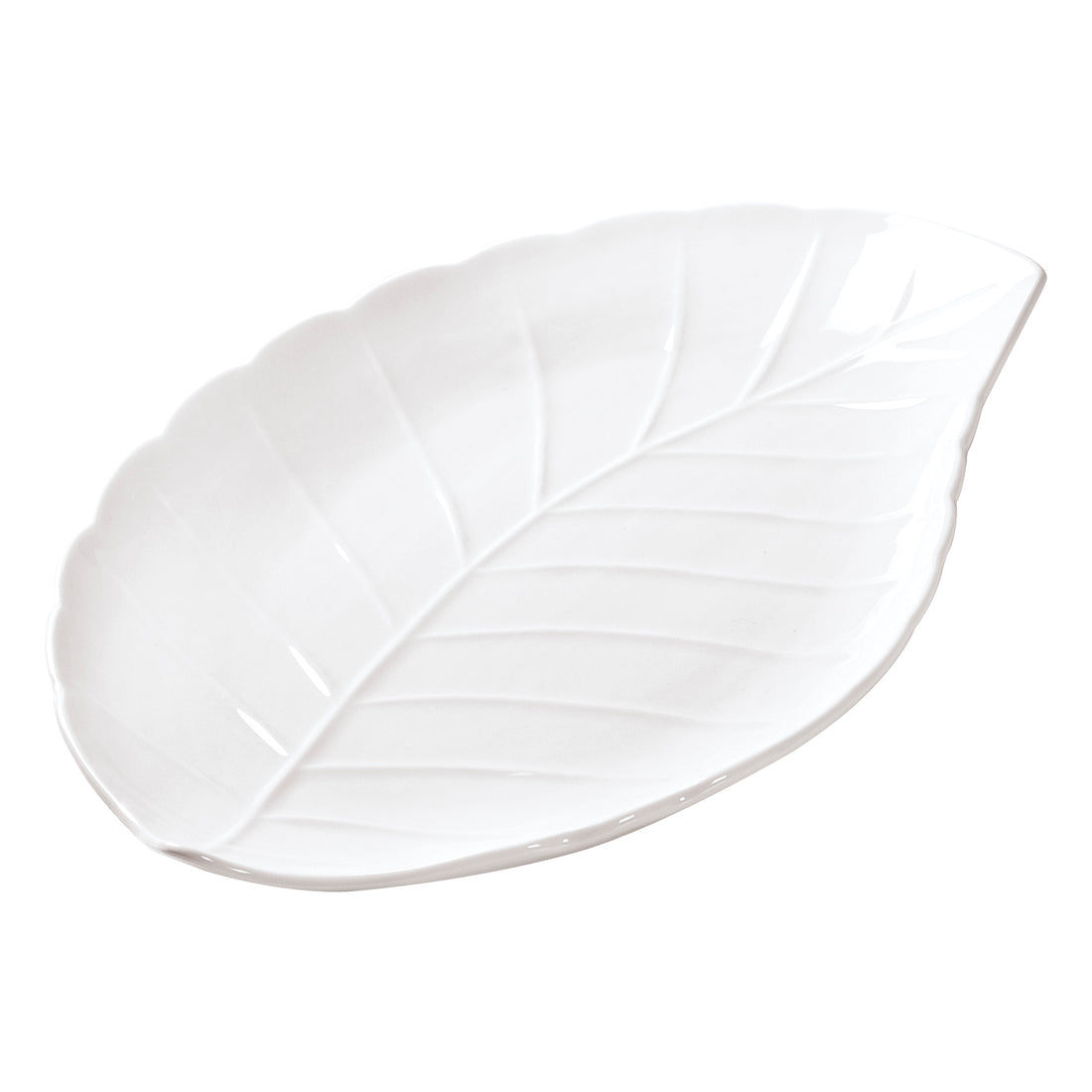 BRANDANI Leaf Tray 31x22cm White Porcelain