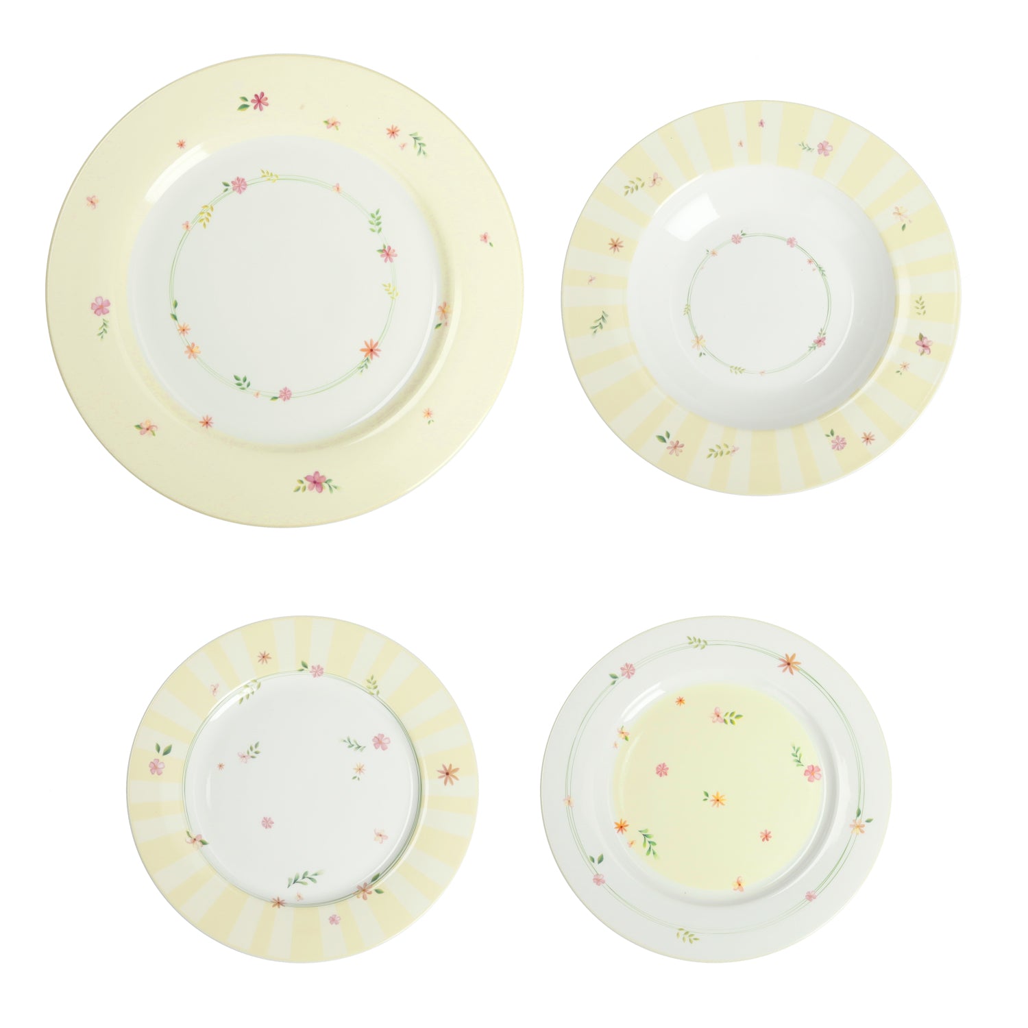 BRANDANI Pollen Yellow Table Service Plates Set 18 Pieces Porcelain