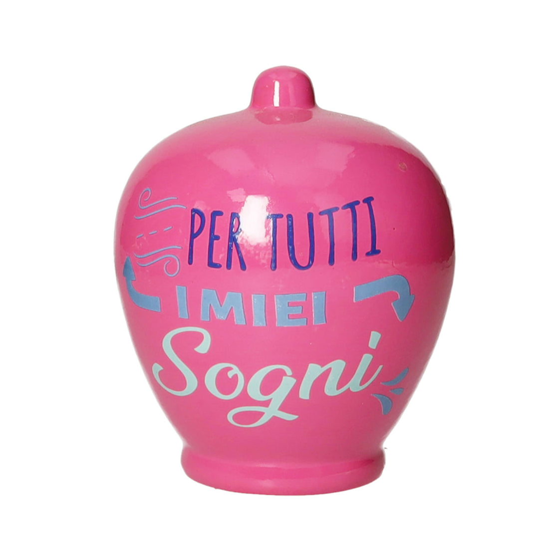 BRANDANI Classic Piggy Bank with Phrase 14x11cm Dolomite Pink