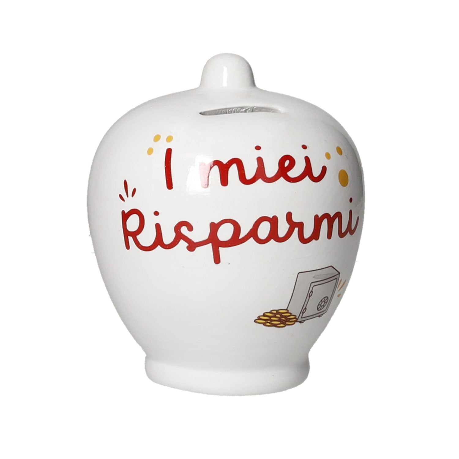 BRANDANI Classic Piggy Bank with Phrase 14x11cm Dolomite White