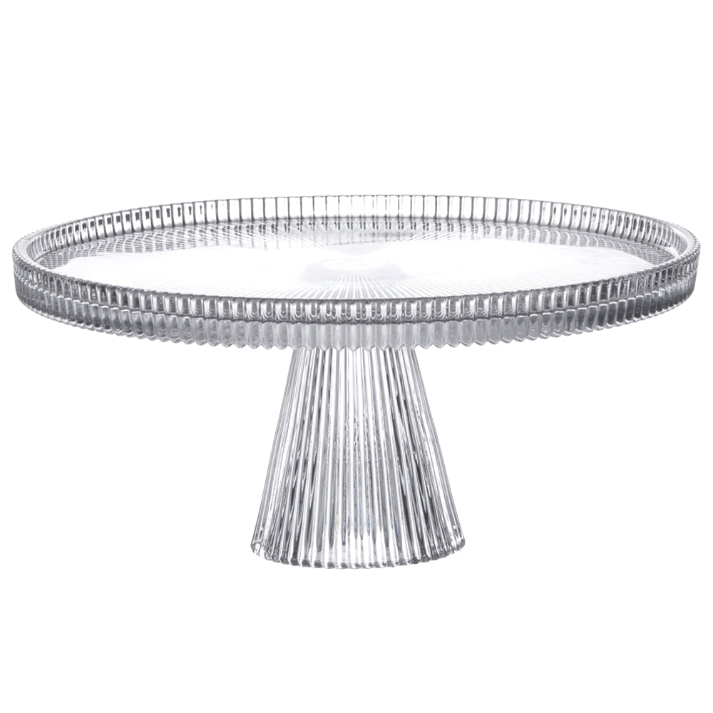 BRANDANI Plissè Transparent Glass Cake Stand 24.5cm