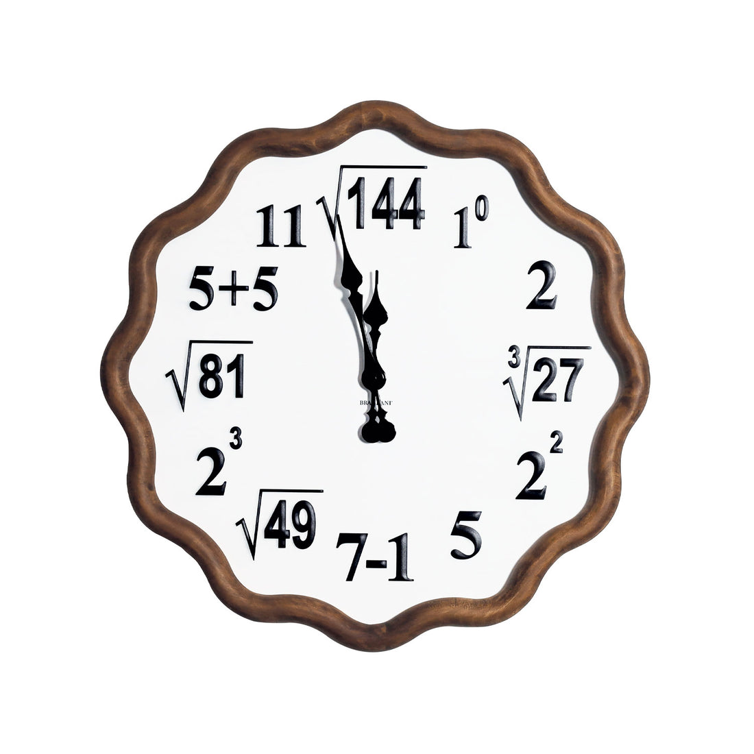 BRANDANI Arithmetic Mathematical Wall Clock 59cm Wood and Metal