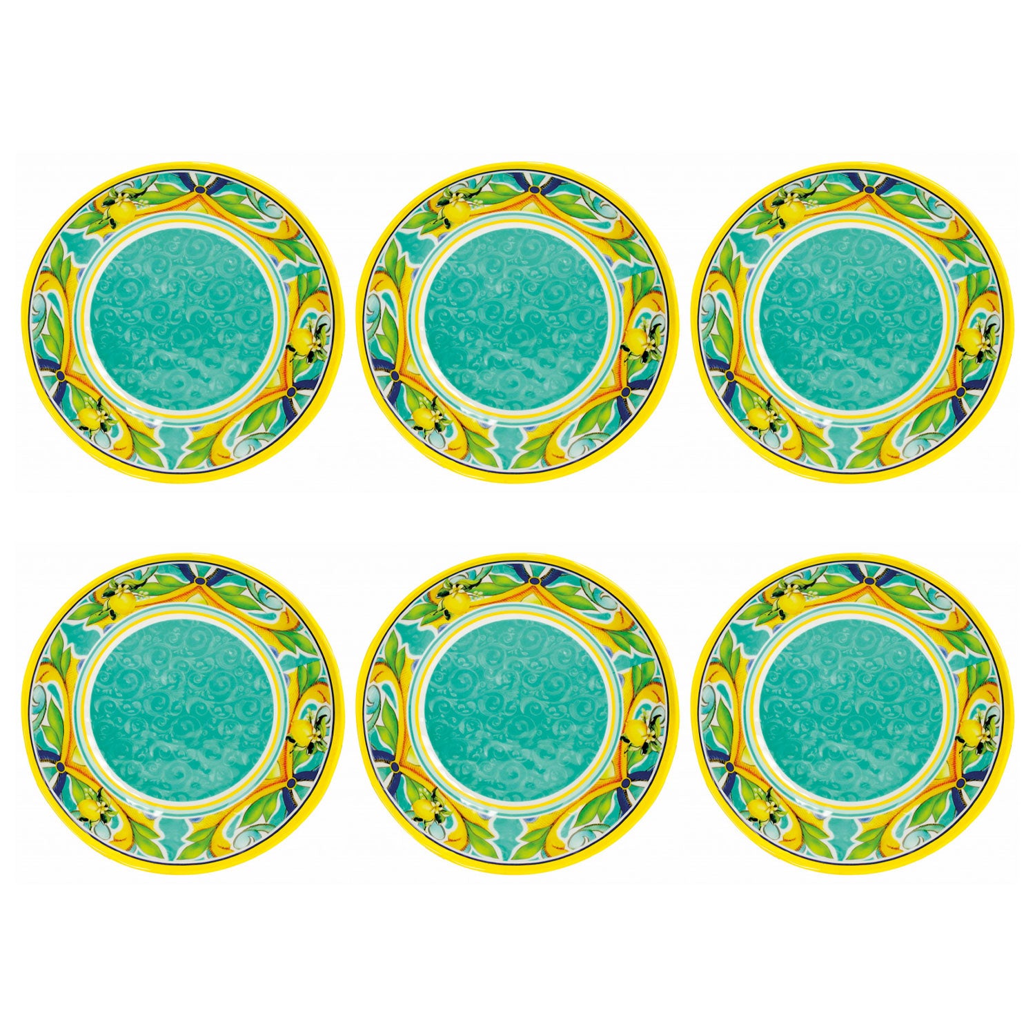 BRANDANI Piatto Fondo Citrus in Melamina 21,5cm Set 6 Pezzi Servizio Tavola