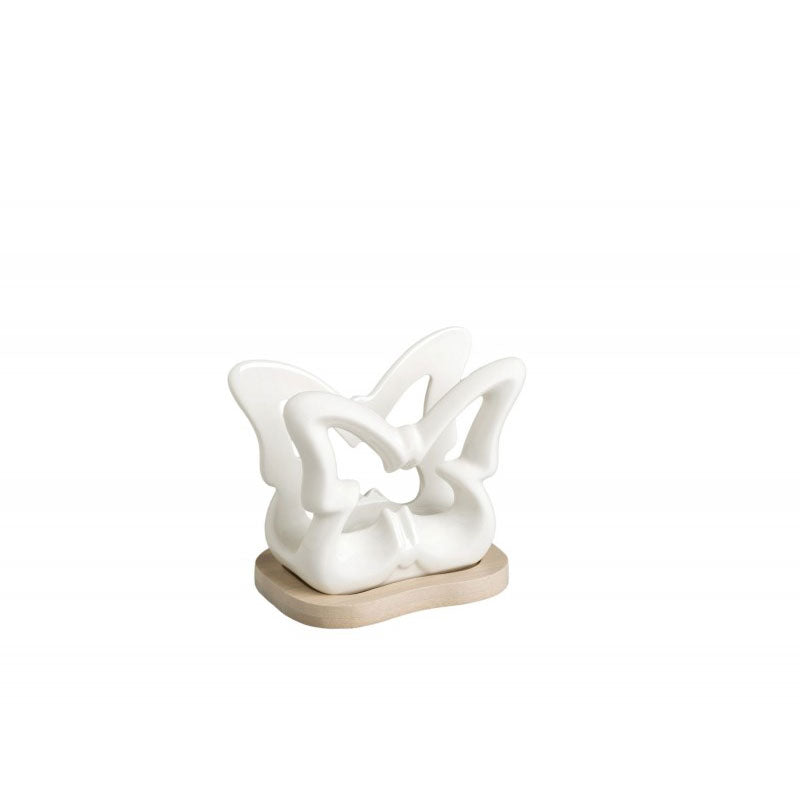 BRANDANI Butterfly Napkin Holder 10.5x12cm White Porcelain and Bamboo