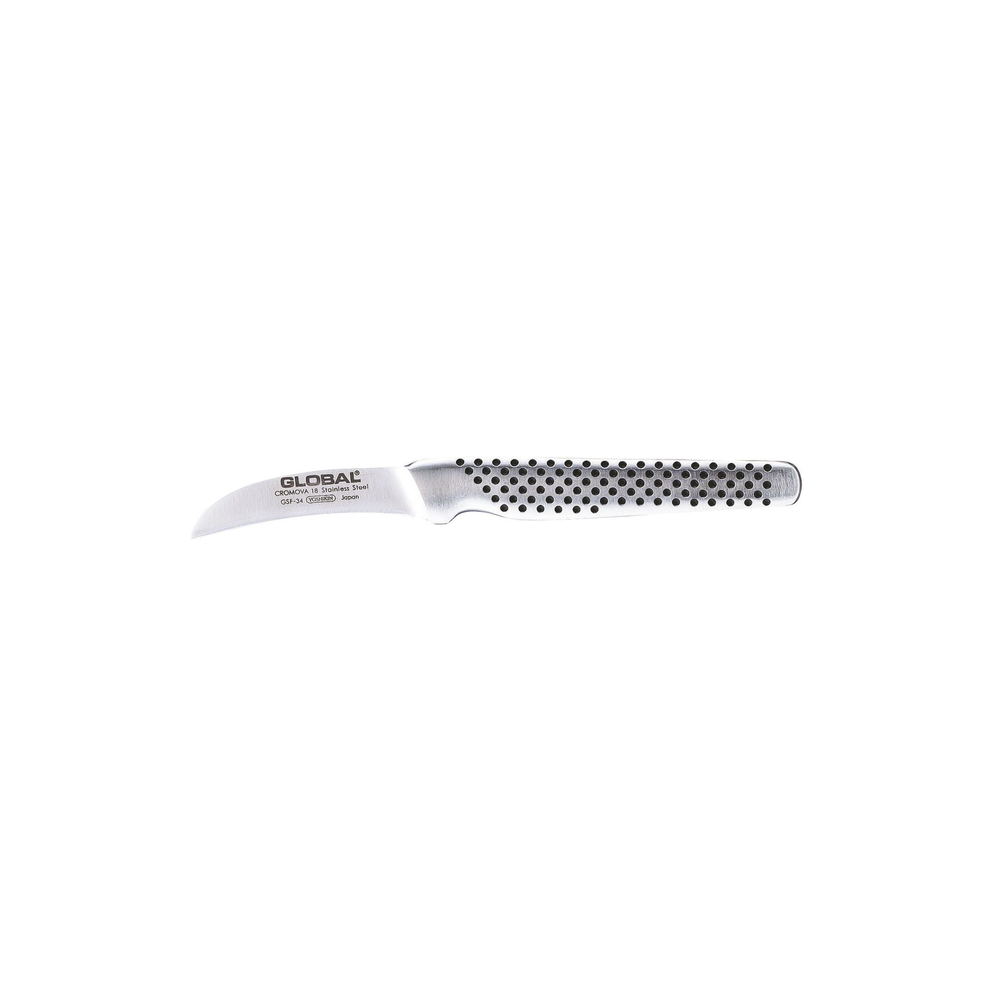 GLOBAL Coltello Spelucchino Curvo 5cm in Acciaio Inox Cromova 18 GSF-34