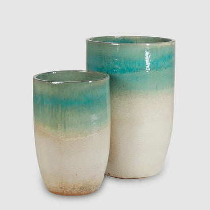 EDG Enzo De Gasperi Vaso Porta Piante Glaze in Ceramica Grande 80x50cm Verde