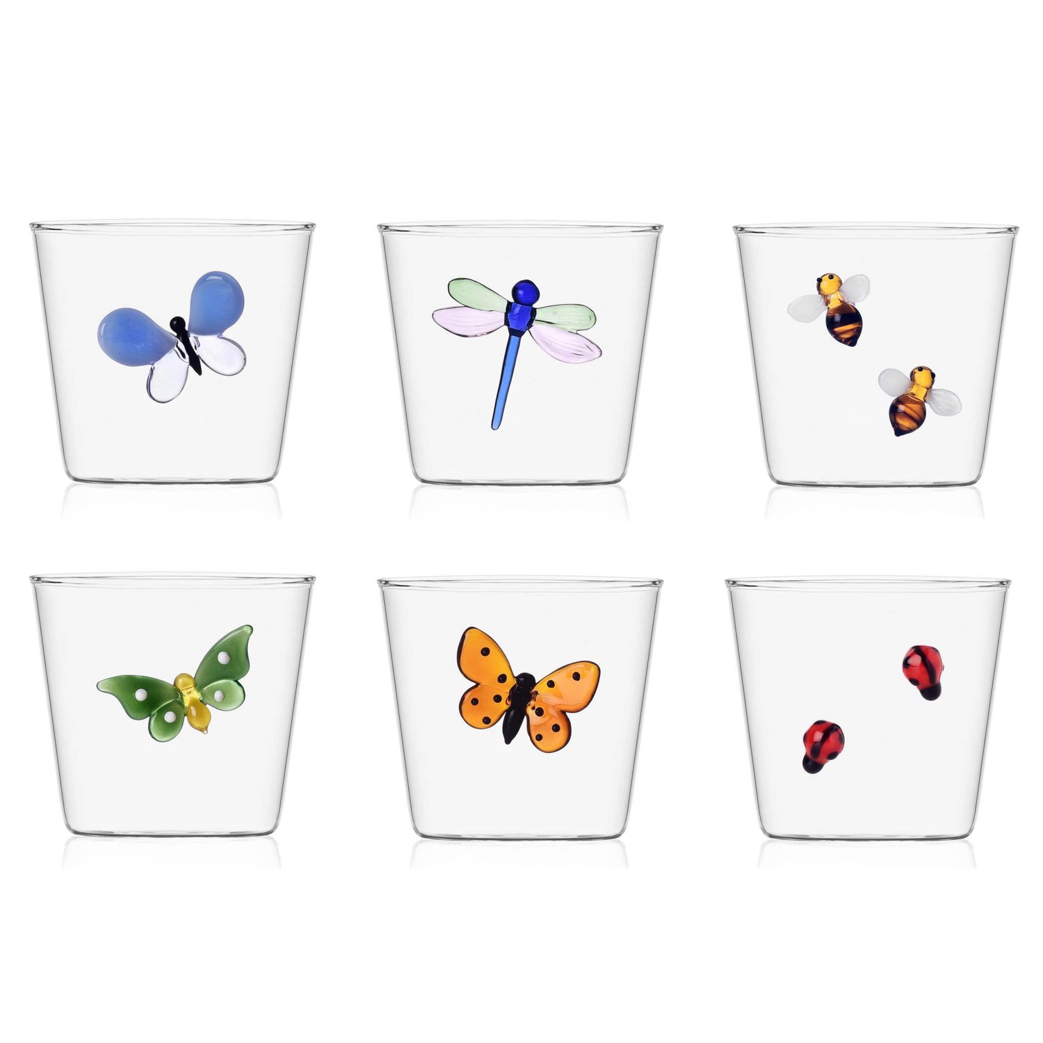 ICHENDORF Garden Picnic Set 6 Pieces Tumbler Glasses 8.5cm 350ml Borosilicate Glass