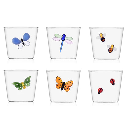 ICHENDORF Garden Picnic Set 6 Pieces Tumbler Glasses 8.5cm 350ml Borosilicate Glass