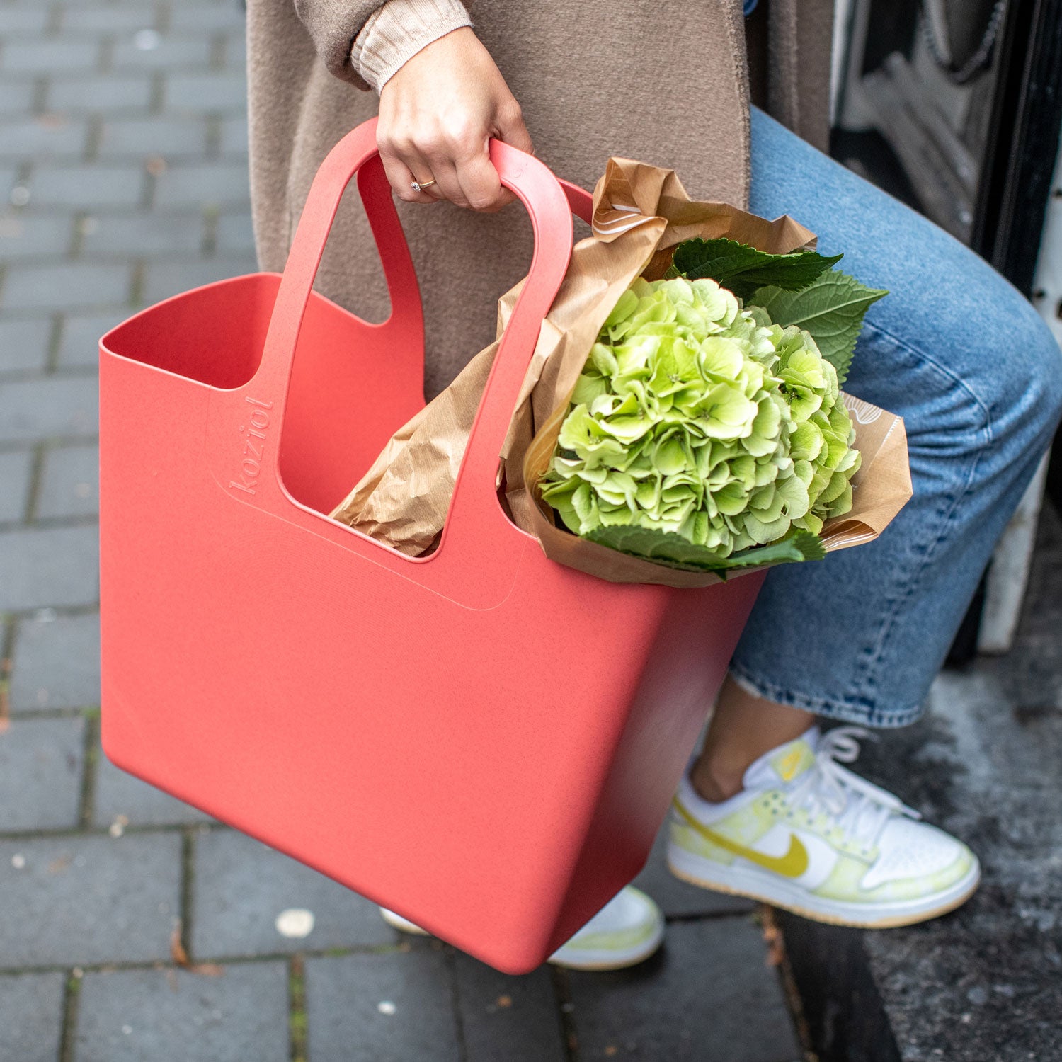 KOZIOL Shopping Bag XL Pockets Sunflower 54x44cm Yellow Organic Recyclable