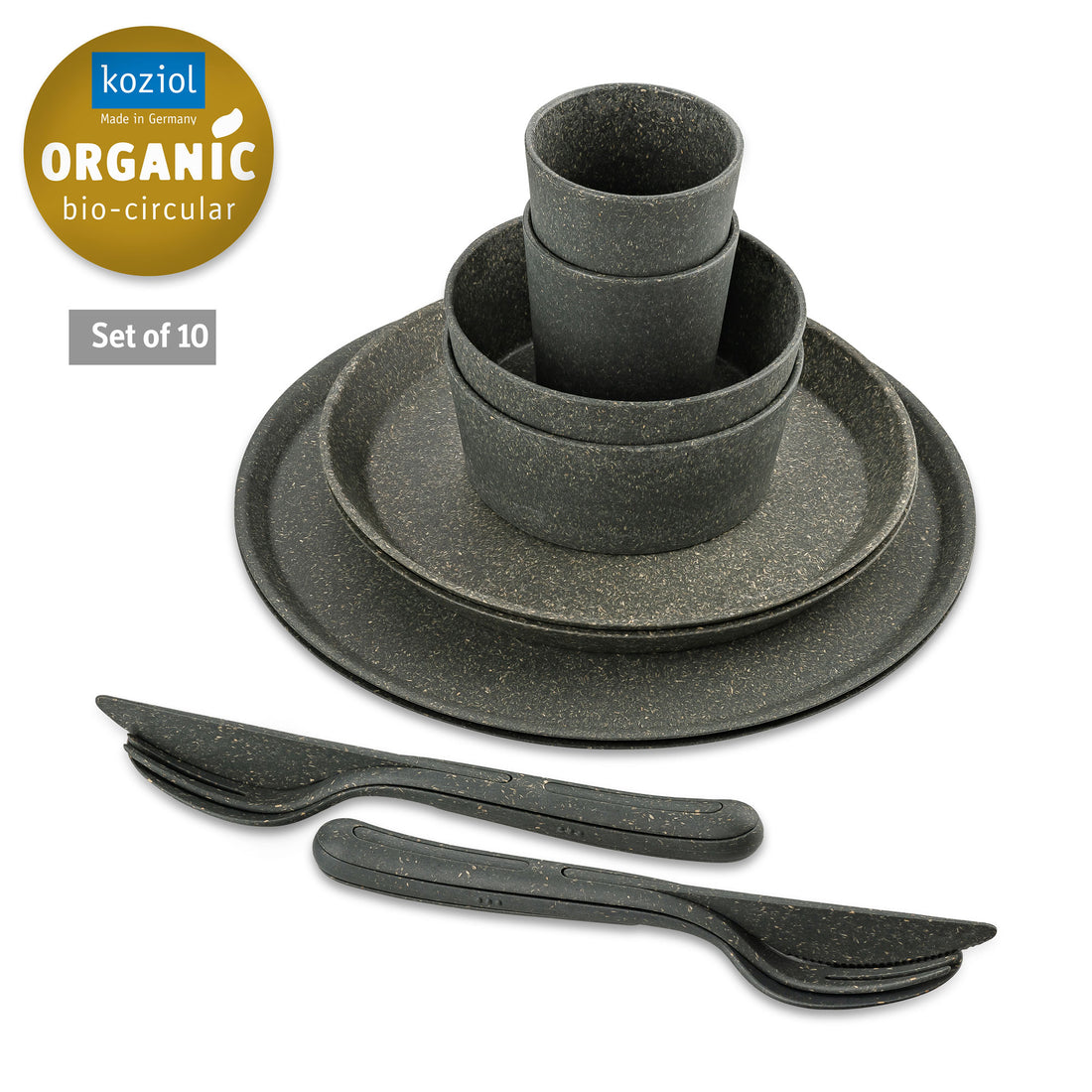 KOZIOL Set Tavola 10 Pezzi Connect Set Helsinki Grigio Scuro Organic