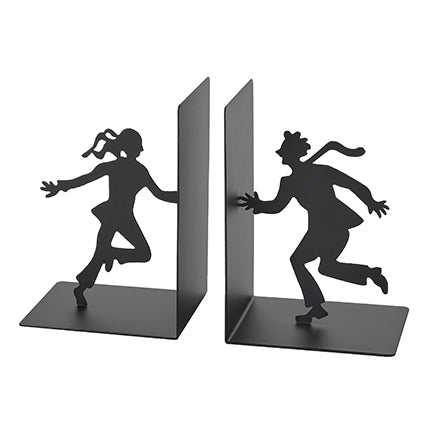 MONTEMAGGI Bookends Him and Her Running 17x12cm Black Metal