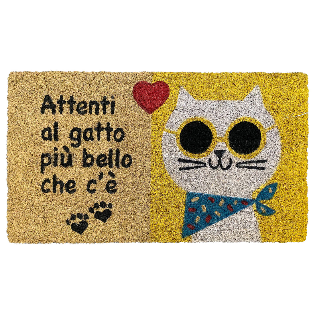 MONTEMAGGI Tappeto Zerbino Entrata Gatto Attenti al Gatto 70x40cm Cocco