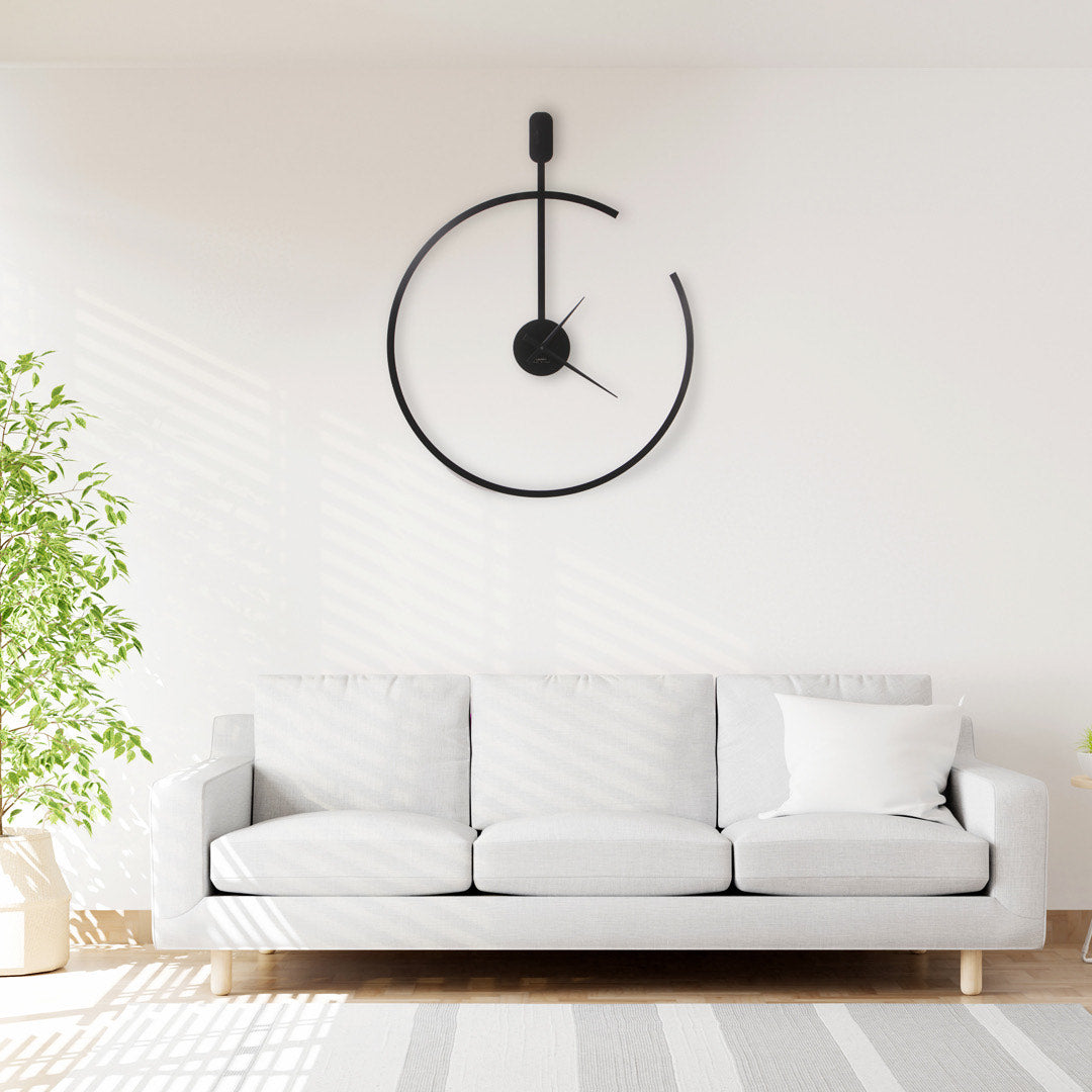 CEART Line Modern Wall Clock 92x74cm Black Metal Made in Italy