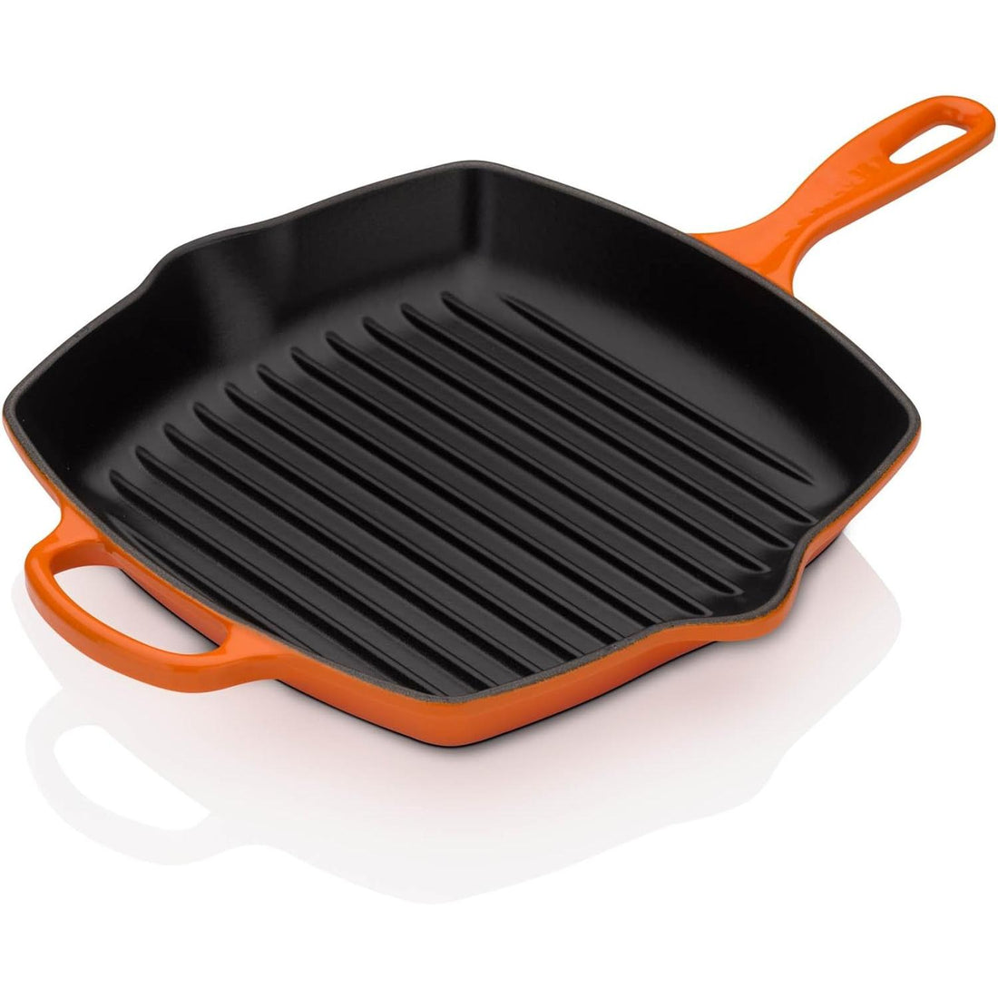 LE CREUSET Evolution Square Skillet Grill 26cm in Orange Vitrified Cast Iron