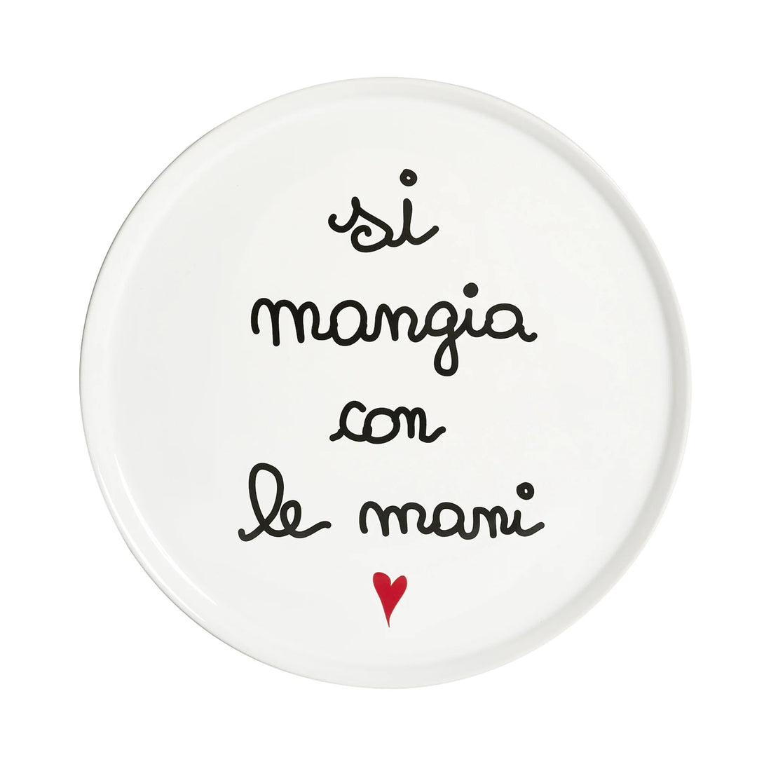 SIMPLE DAY Piatto Pizza Si Mangia con Le Mani 31,5cm Bianco Ceramica