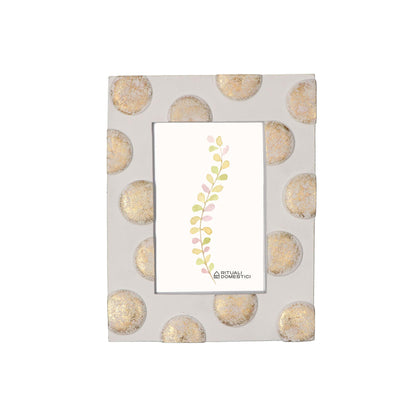 RITUALI DOMESTICI TiGuardo Portafoto 13x18cm Bianco Pois Oro Resina