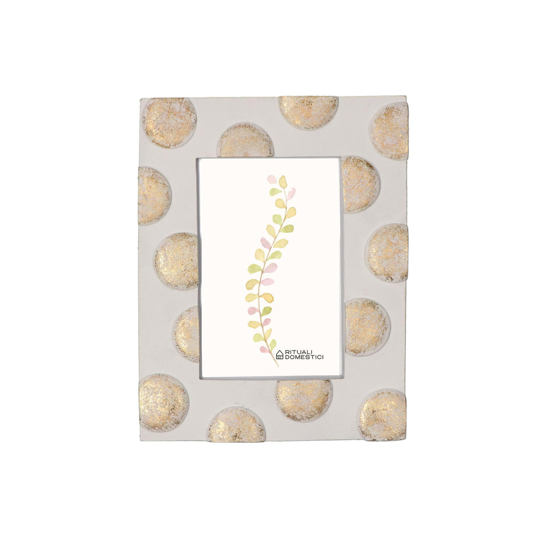 RITUALI DOMESTICI TiGuardo Portafoto 13x18cm Bianco Pois Oro Resina