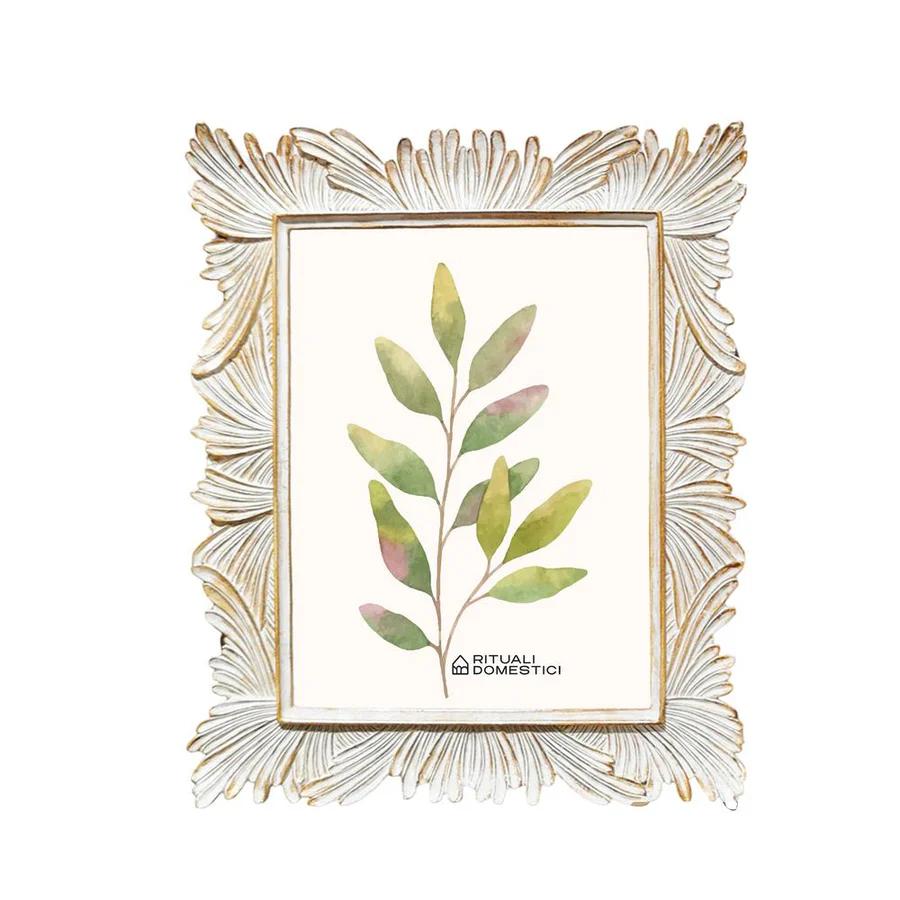 RITUALI DOMESTICI TiGuardo Portafoto 10x15cm Fronde Bianco Oro Resina