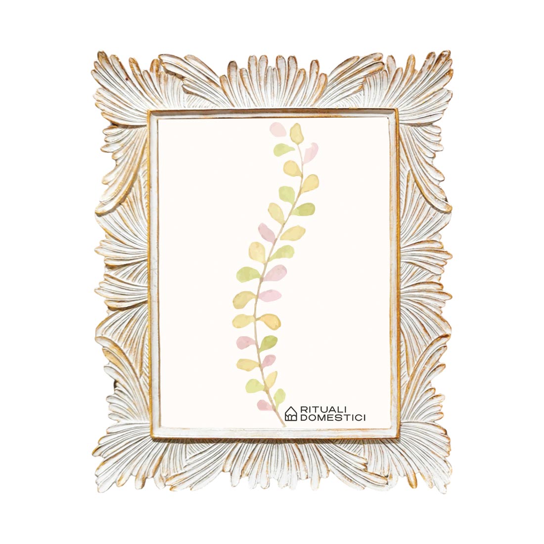 DOMESTIC RITUALS TiGuardo Photo Frame 13x18cm Fronds White Gold Resin