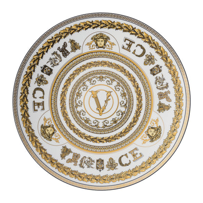 VERSACE Virtus Gala White Placeholder Plate 33cm White Gold Porcelain