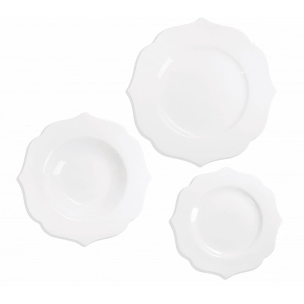 BRANDANI Queen Table Service Plates Set 18 Pieces White New Bone