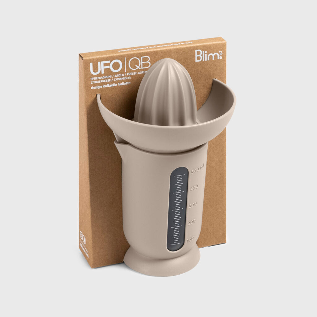 BLIM PLUS Spremiagrumi con Caraffa Ufo 500ml Moka Grey Grigio Made in Italy 100% Riciclabile