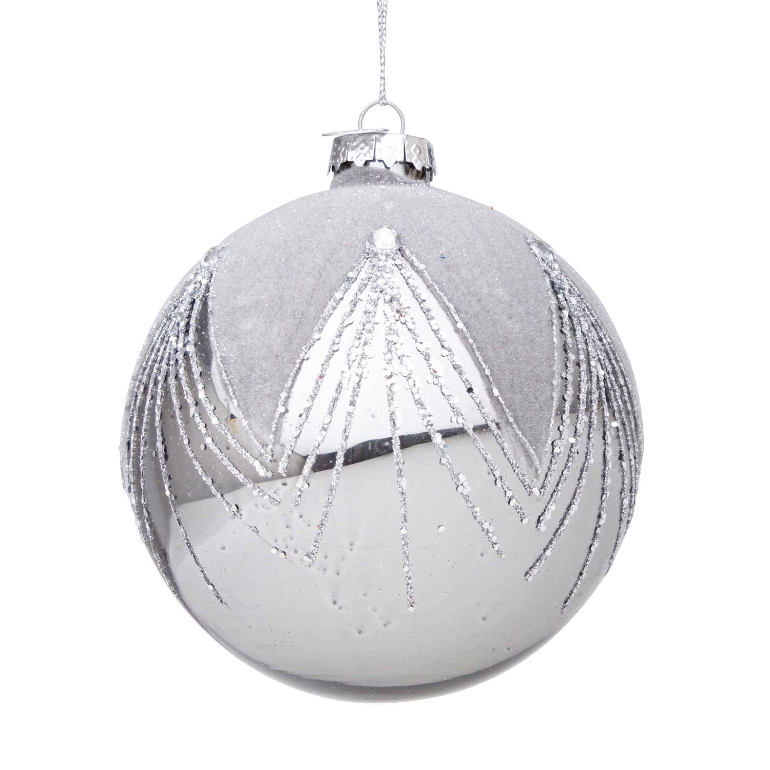 BIZZOTTO Sphere Decoration Ball Christmas Tree Garnish Glass 10cm Silver