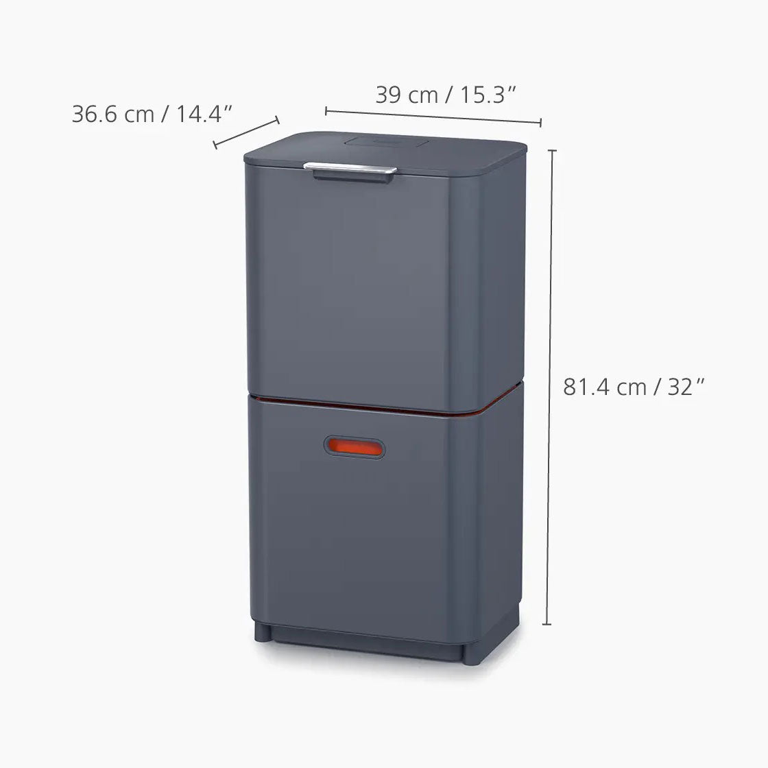 JOSEPH JOSEPH Totem Max Waste Bin 60L Gray 82x39cm