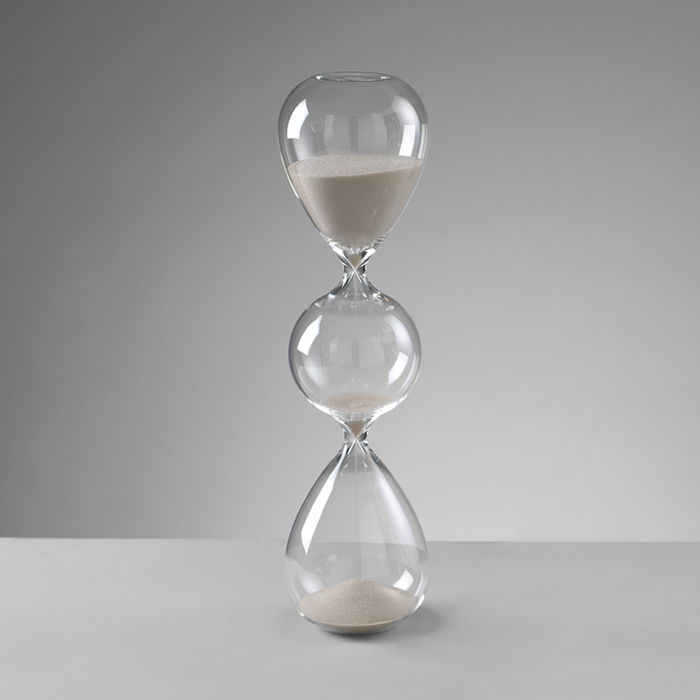 MASCAGNI CASA Triple Glass Hourglass 33cm Ivory Sand 30 Minutes