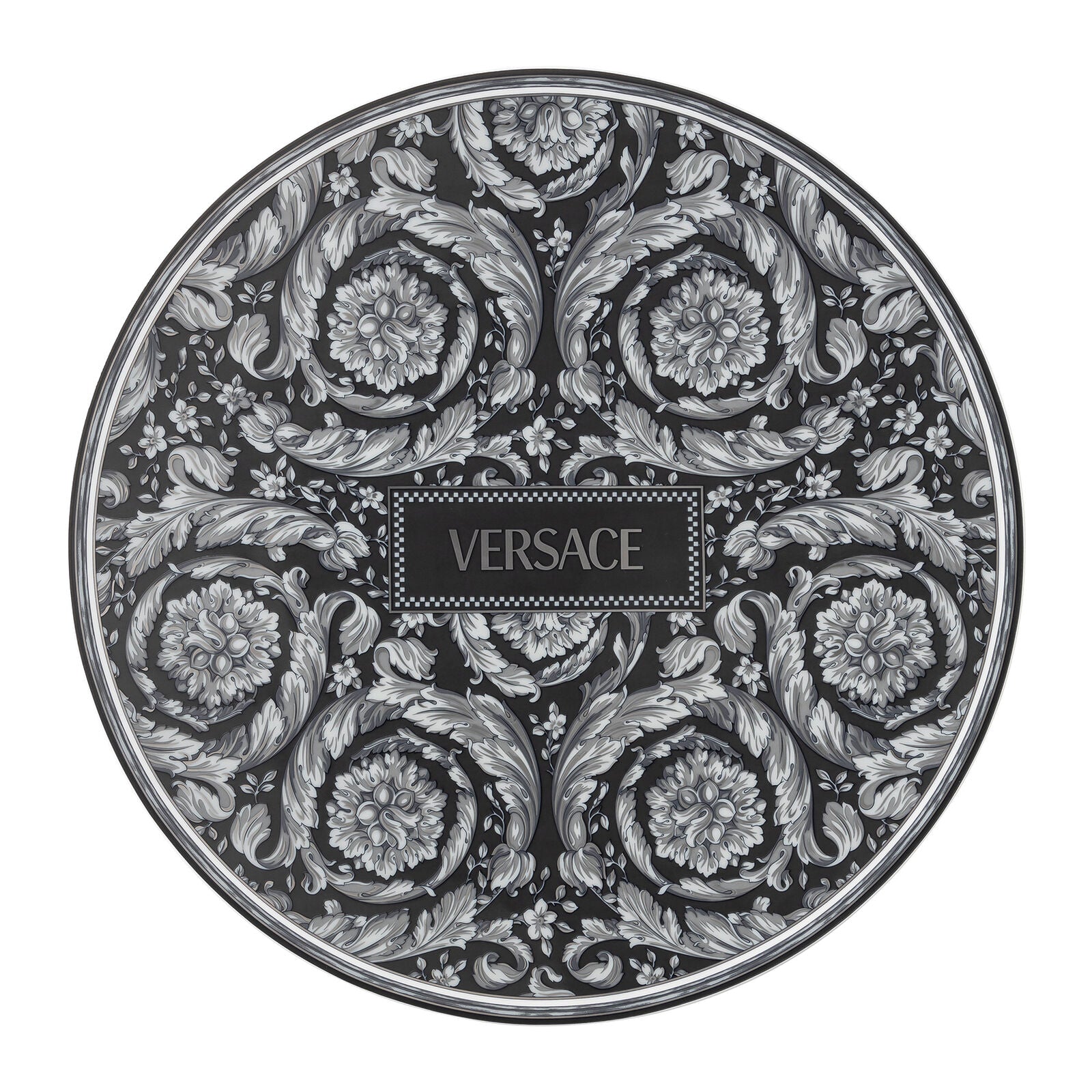 VERSACE Barocco Haze Piatto Segnaposto 33cm Nero Porcellana