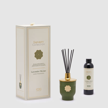 EDG Enzo De Gasperi Profumatore Diffusore con Bastoncini Luxury 200ml Verde Lavender Thyme