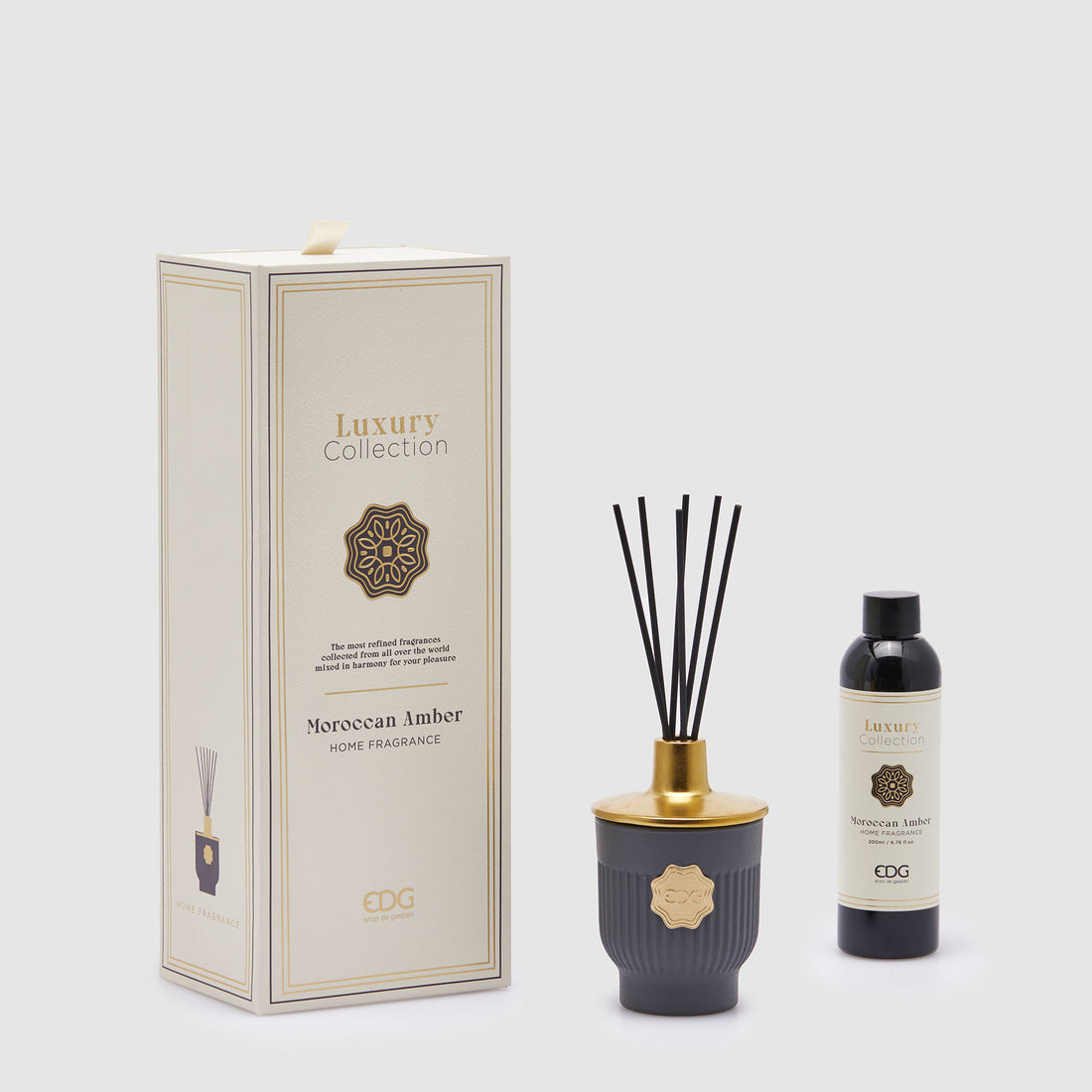 EDG Enzo De Gasperi Profumatore Diffusore con Bastoncini Luxury 200ml Grigio Moroccan Amber