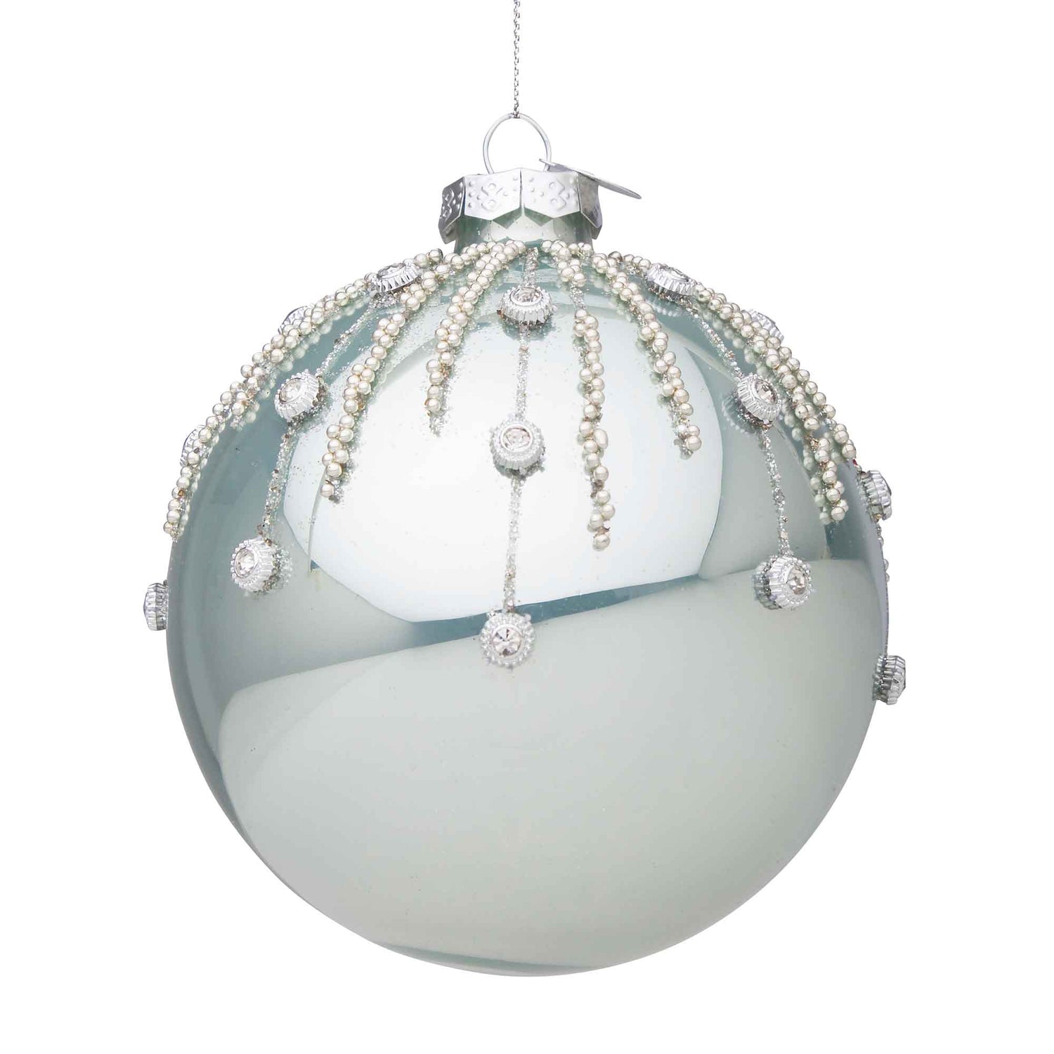 BIZZOTTO Spark Glass Christmas Tree Bauble Sphere Decoration 10cm Avio