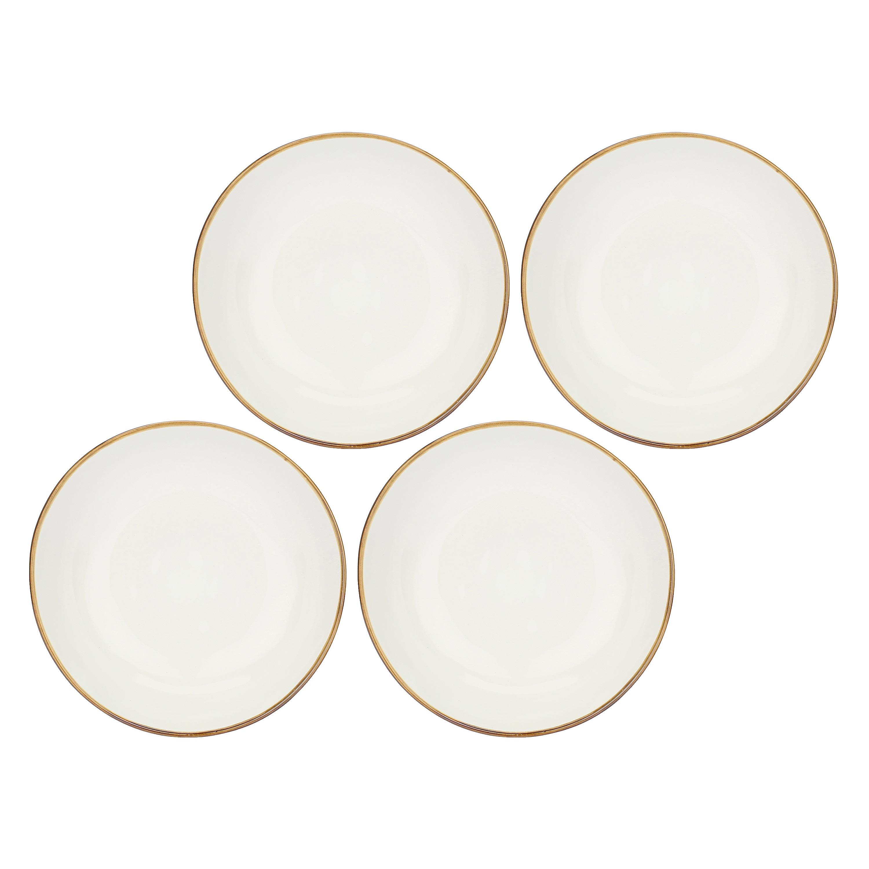 ROSE &amp; TULIPANI Concerto Piatto Fondo Avorio 21cm Set 4 Pezzi Stoneware