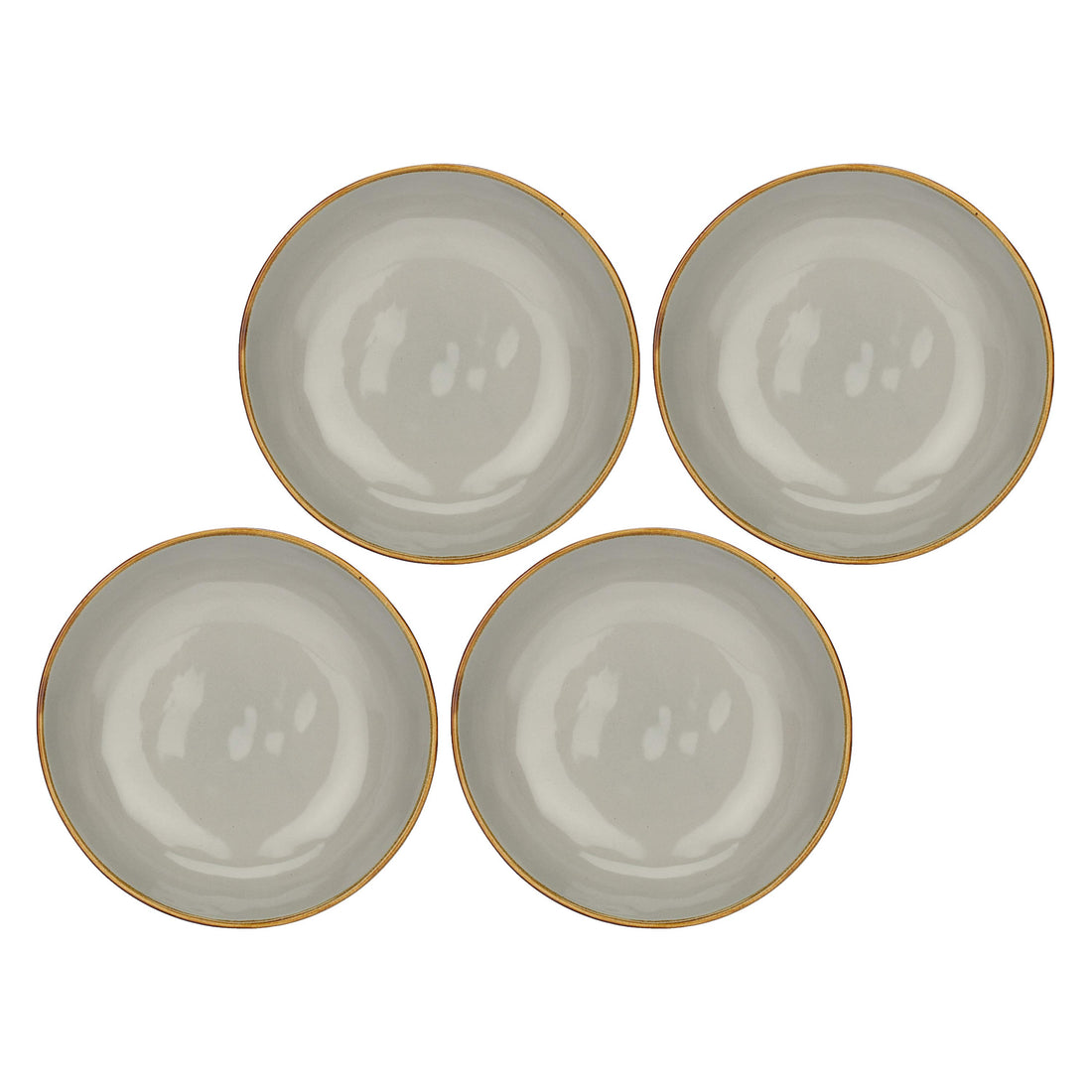 ROSE &amp;amp; TULIPS Concerto Deep Plate Pearl Gray 21cm Set 4 Pieces Stoneware