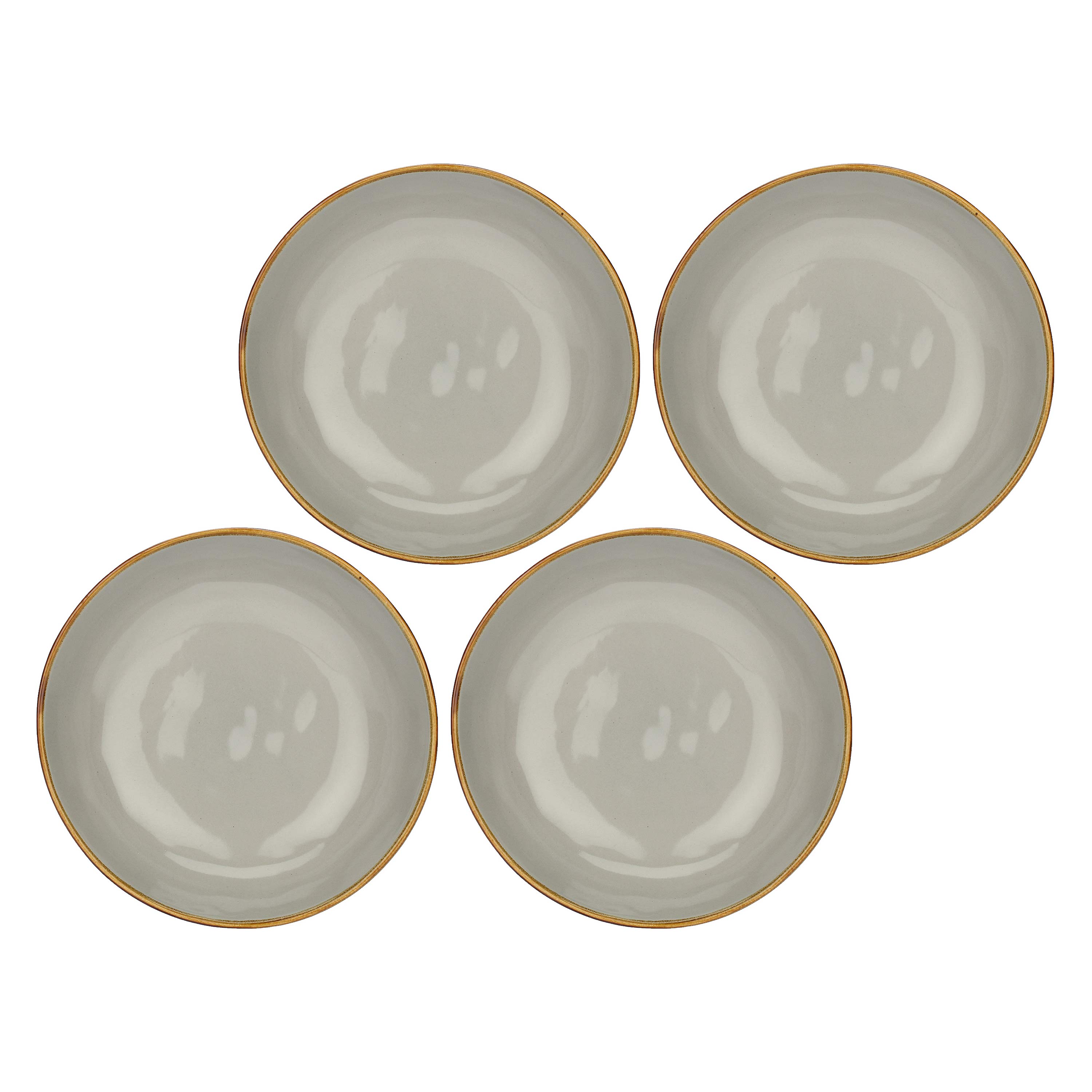 ROSE &amp; TULIPANI Concerto Piatto Fondo Grigio Perla 21cm Set 4 Pezzi Stoneware