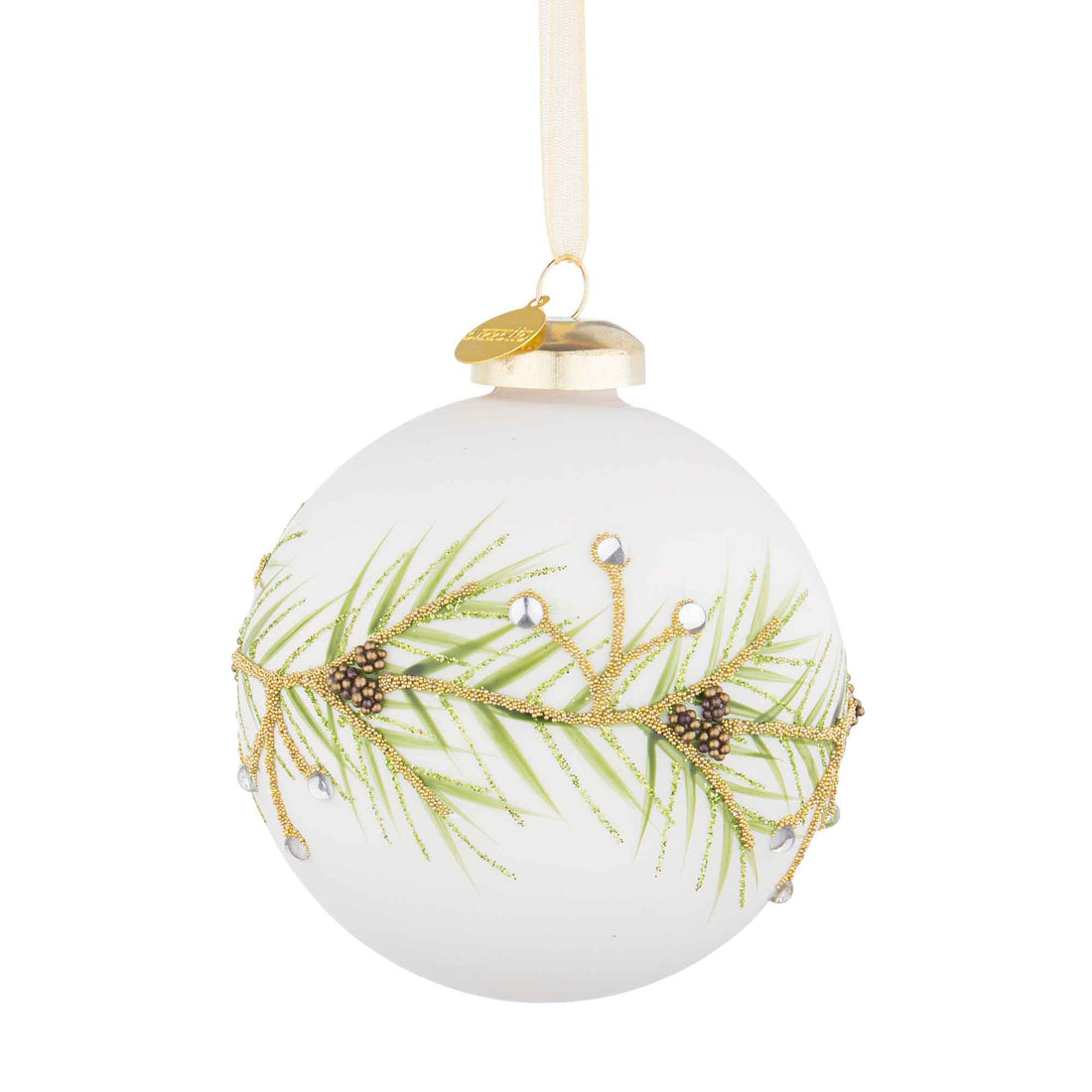 BIZZOTTO Sphere Decoration Bauble Glass Christmas Tree Ball Eve 8cm White