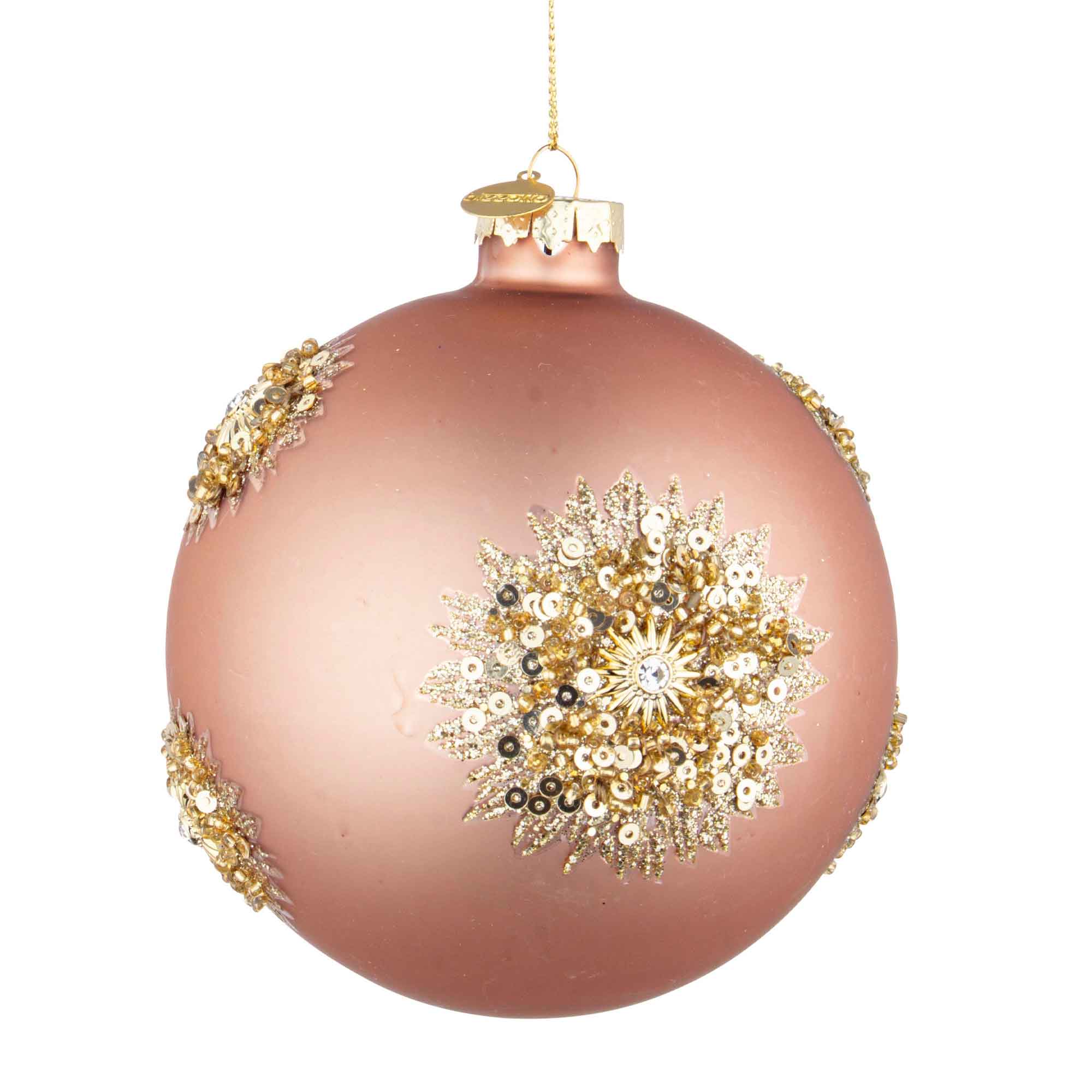 BIZZOTTO Sphere Decoration Bauble Christmas Tree Fairy Glass Ball 10cm Rose Gold