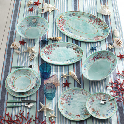 BRANDANI Breakfast Fruit Plate Marino Reef Set 6 Pieces 21.5cm Melamine Light Blue