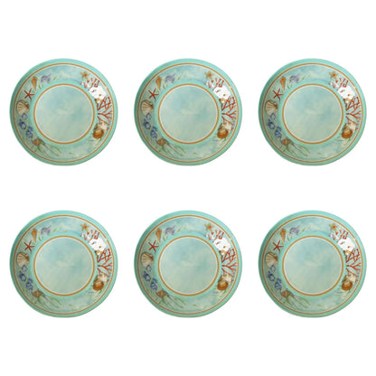 BRANDANI Reef Seabed Plate Set 6 Pieces 21cm Light Blue Melamine