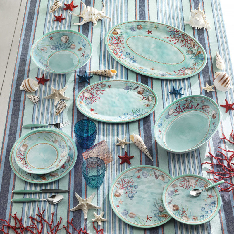 BRANDANI Reef Seabed Plate Set 6 Pieces 21cm Light Blue Melamine