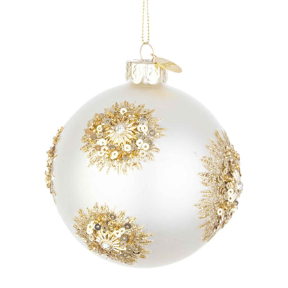 BIZZOTTO Addobbo Sfera Pallina Palla Albero di Natale Fairy Vetro 8cm Bianco