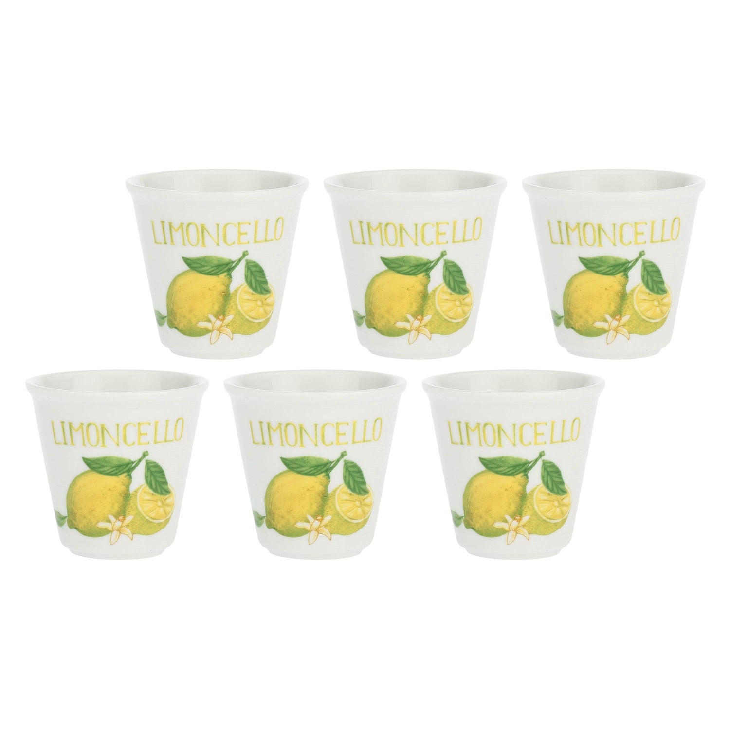 LA PORCELLANA BIANCA Liquorelli Set 6 Pezzi Bicchierino Liquorino Limoncello 75ml Porcellana