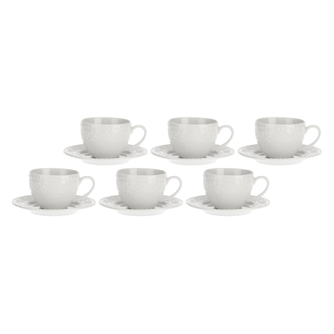 LA PORCELLANA BIANCA Dreamy Tea Cup and Saucer Set 6 Pieces 350ml White Porcelain