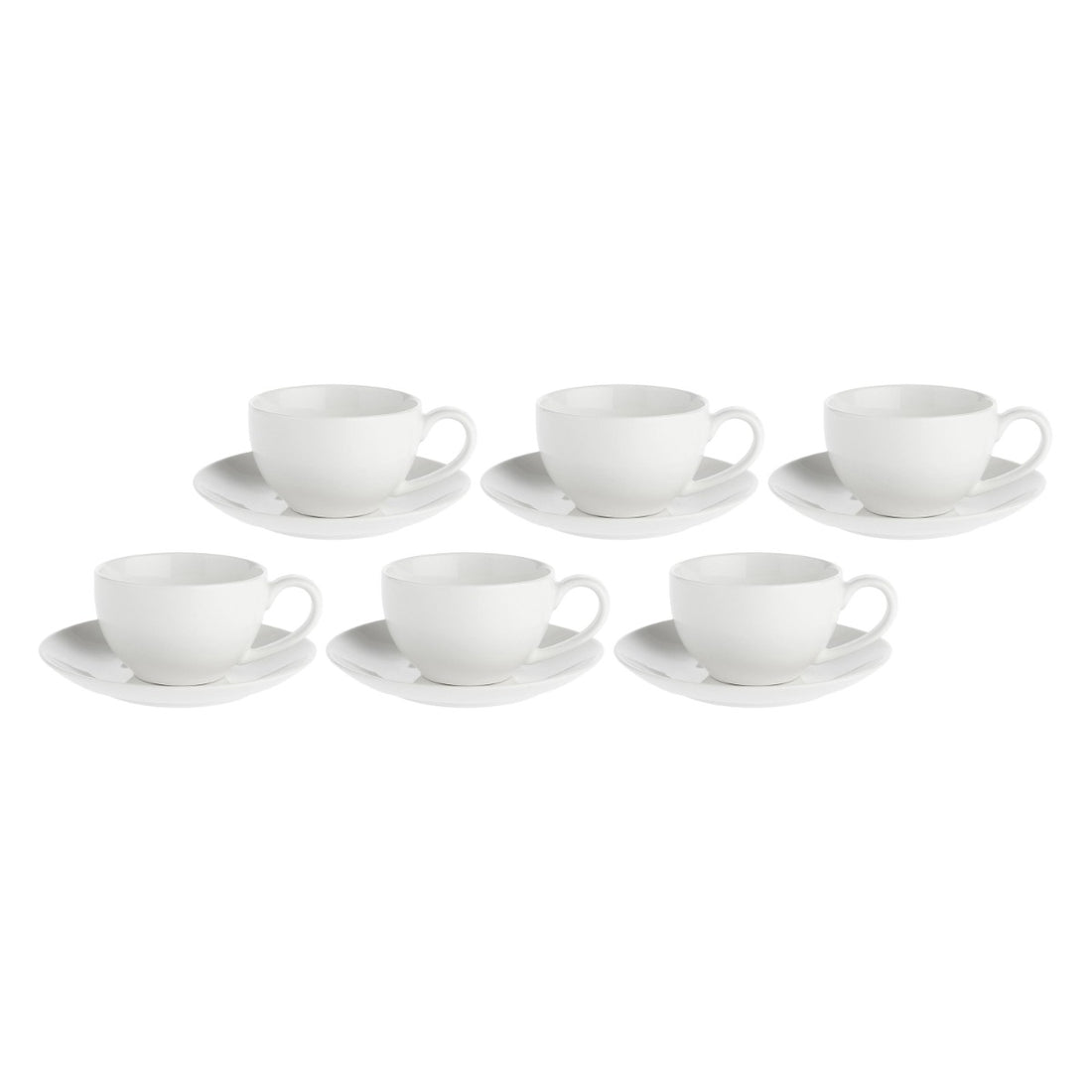 LA PORCELLANA BIANCA Essenziale Tazza Tè The con Piattino Set 6 Pezzi 220ml Bianco