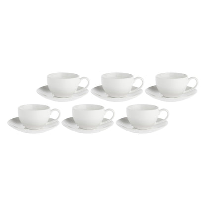 LA PORCELLANA BIANCA Essenziale Tazza Tè The con Piattino Set 6 Pezzi 220ml Bianco