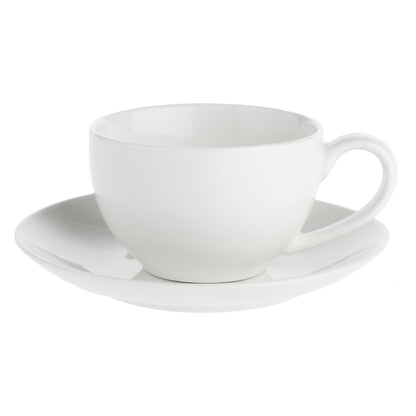 LA PORCELLANA BIANCA Essenziale Tazza Tè The con Piattino Set 6 Pezzi 220ml Bianco